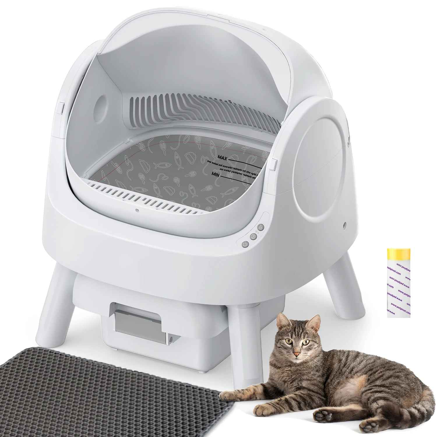 Smart Litter Box – Automatic, Open-Top, Multi-Cat Safe with Mat & Trash Bags