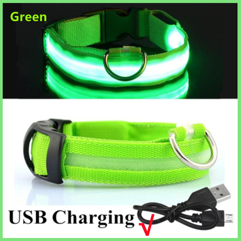 USB Rechargeable LED Dog Collar – Adjustable Glow-in-the-Dark Pet Safety Collar