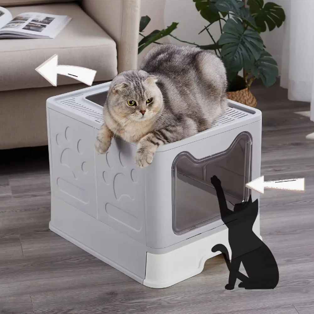 Foldable Cat Litter Box – Drawer Design with Scooper for Easy Cleaning