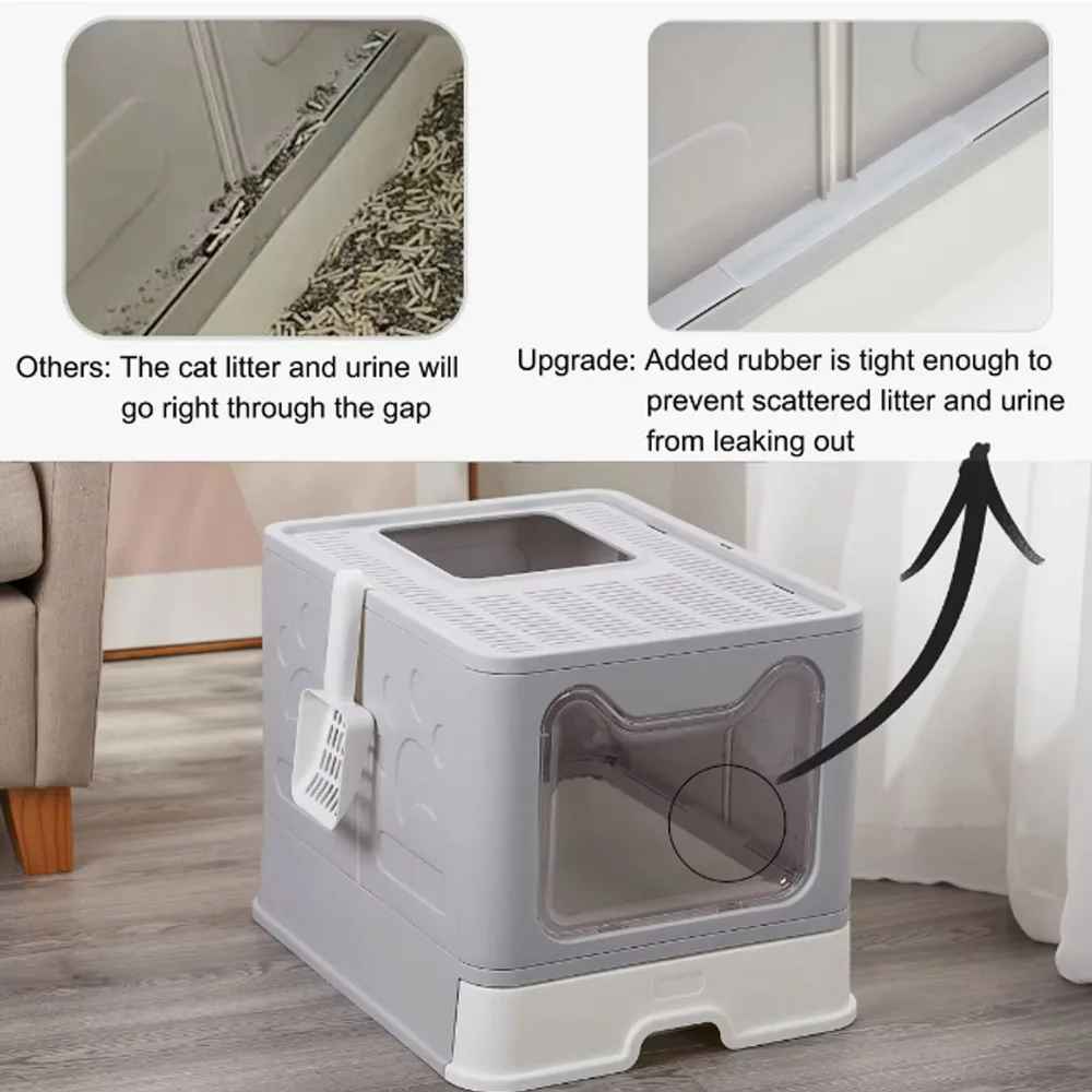 Foldable Cat Litter Box – Drawer Design with Scooper for Easy Cleaning