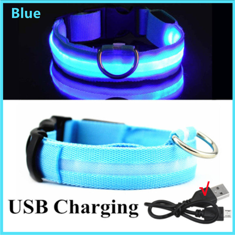 USB Rechargeable LED Dog Collar – Adjustable Glow-in-the-Dark Pet Safety Collar