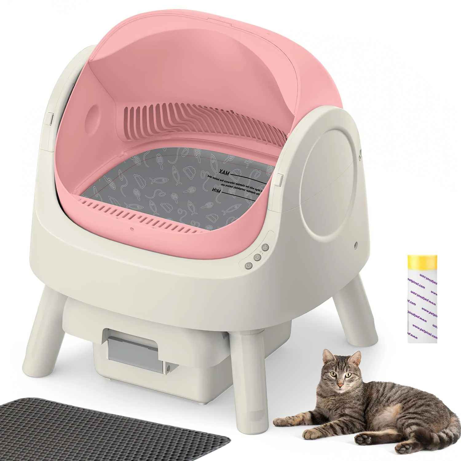 Smart Litter Box – Automatic, Open-Top, Multi-Cat Safe with Mat & Trash Bags