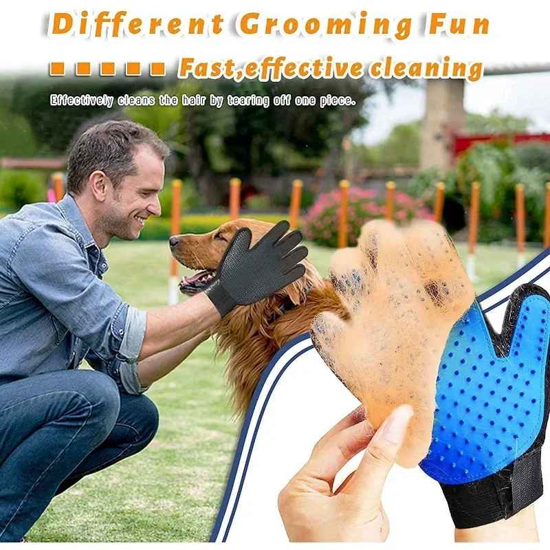 2-in-1 Pet Grooming Kit – Brush, Bath Glove & De-Shedding Tool for Dogs, Cats & Rabbits