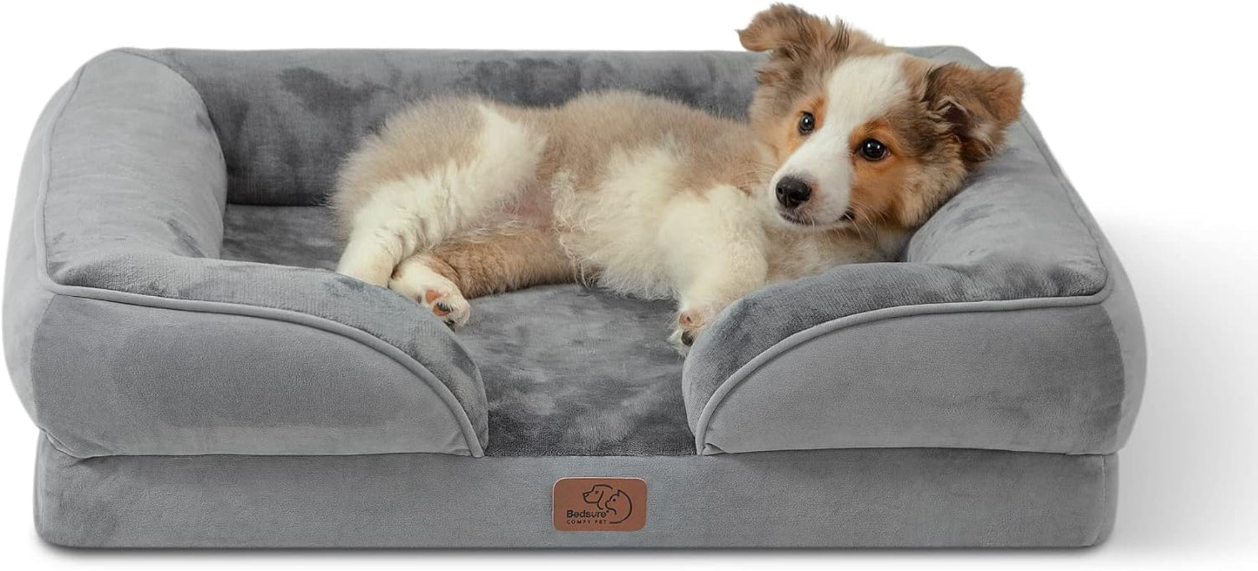 Orthopedic Dog Bed for Medium Dogs - Waterproof Dog Sofa Beds Medium, Supportive Foam Pet Couch Bed with Removable Washable Cover, Waterproof Lining and Nonskid Bottom, Grey, 28