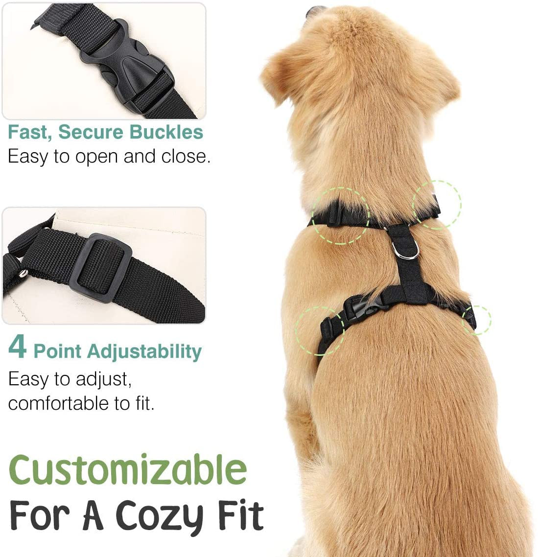 Dog Seat Belt, Safety Vest Dog Car Harness with Adjustable Buckle Dog Seat Belt for Vehicle Nylon Pet Safety Seat Belts Heavy Duty(S, Black)