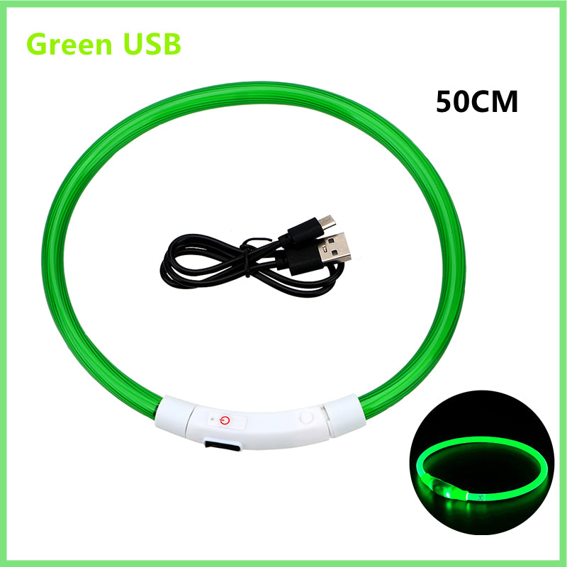 USB Rechargeable LED Dog Collar – Adjustable Glow-in-the-Dark Pet Safety Collar