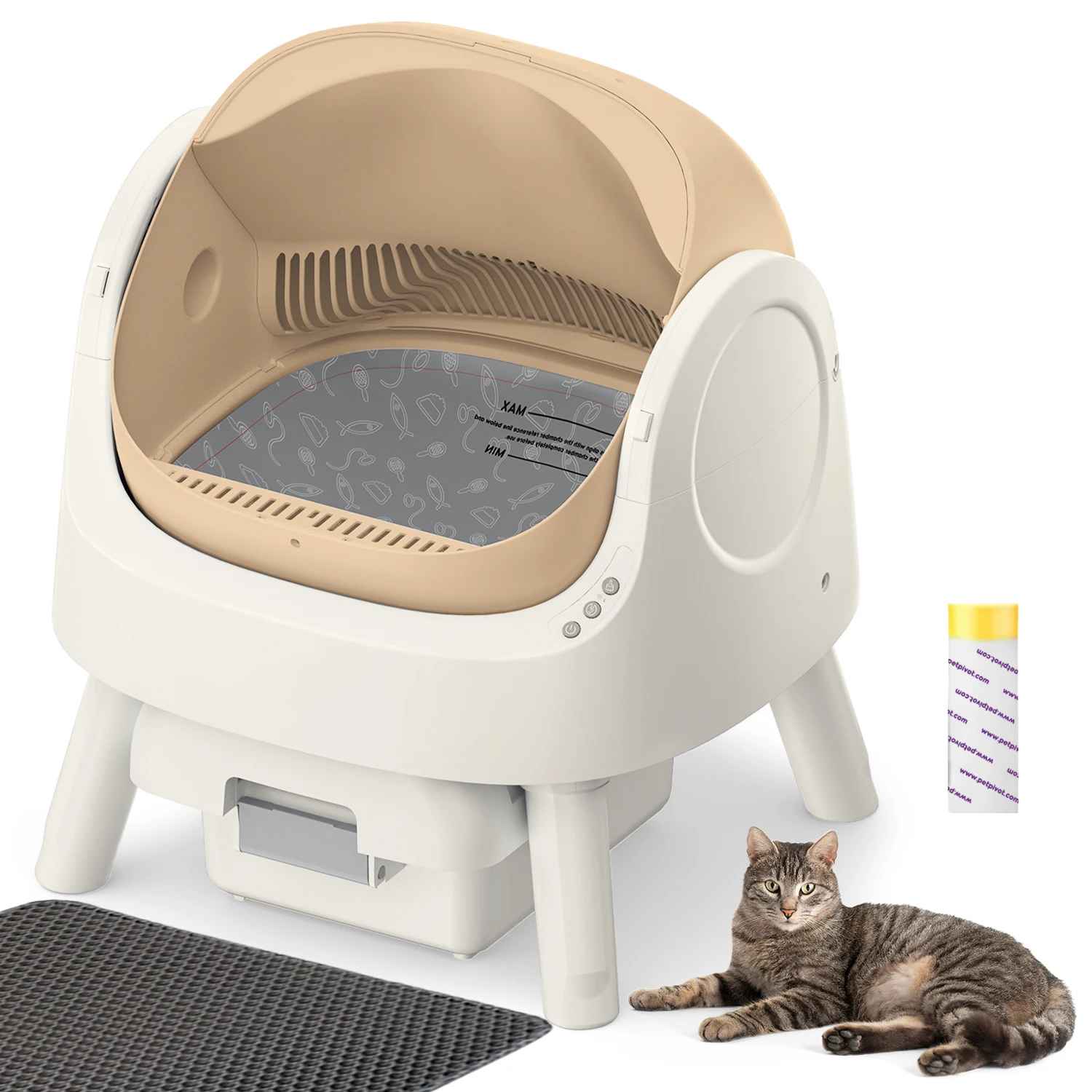 Smart Litter Box – Automatic, Open-Top, Multi-Cat Safe with Mat & Trash Bags