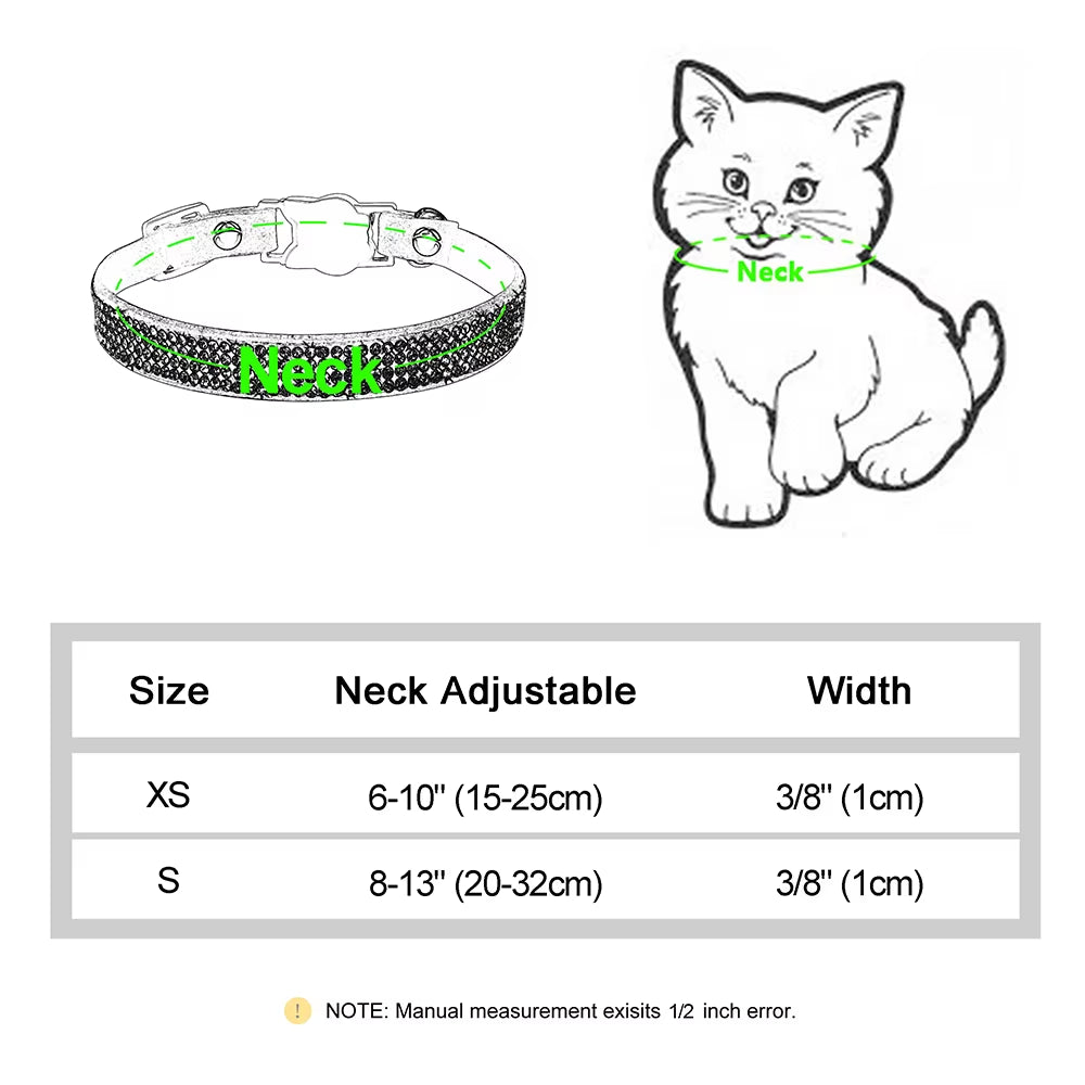 Soft Suede Leather Cat Collar Bling Rhinestone Cats Collars with Bell Safety Breakaway Pet Puppy Necklace Adjustable XS S Pink