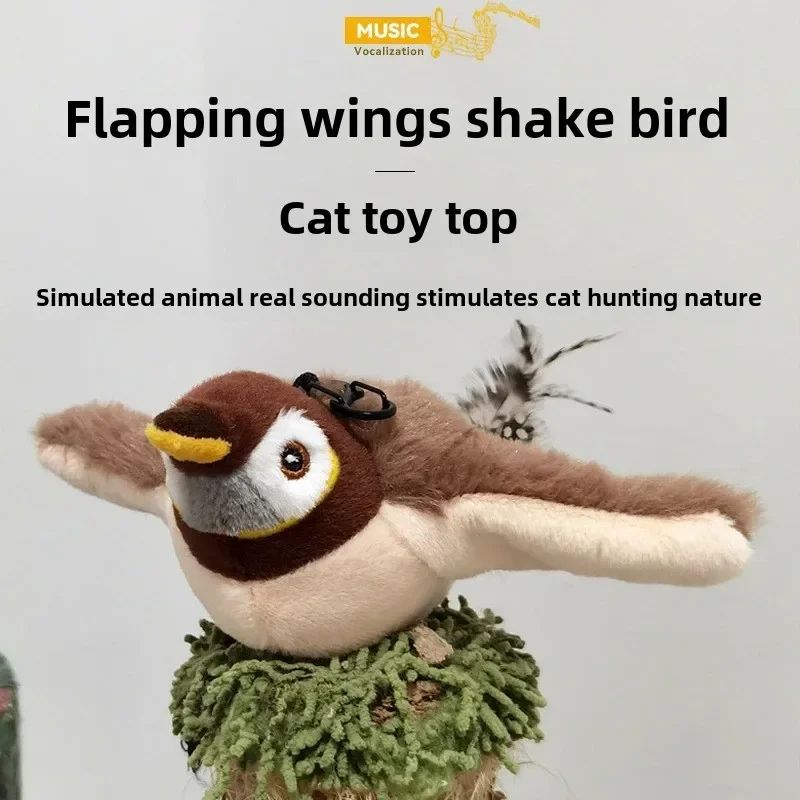 Interactive Rechargeable Cat Toy – Touch-Activated Chirping & Flapping Plush Bird