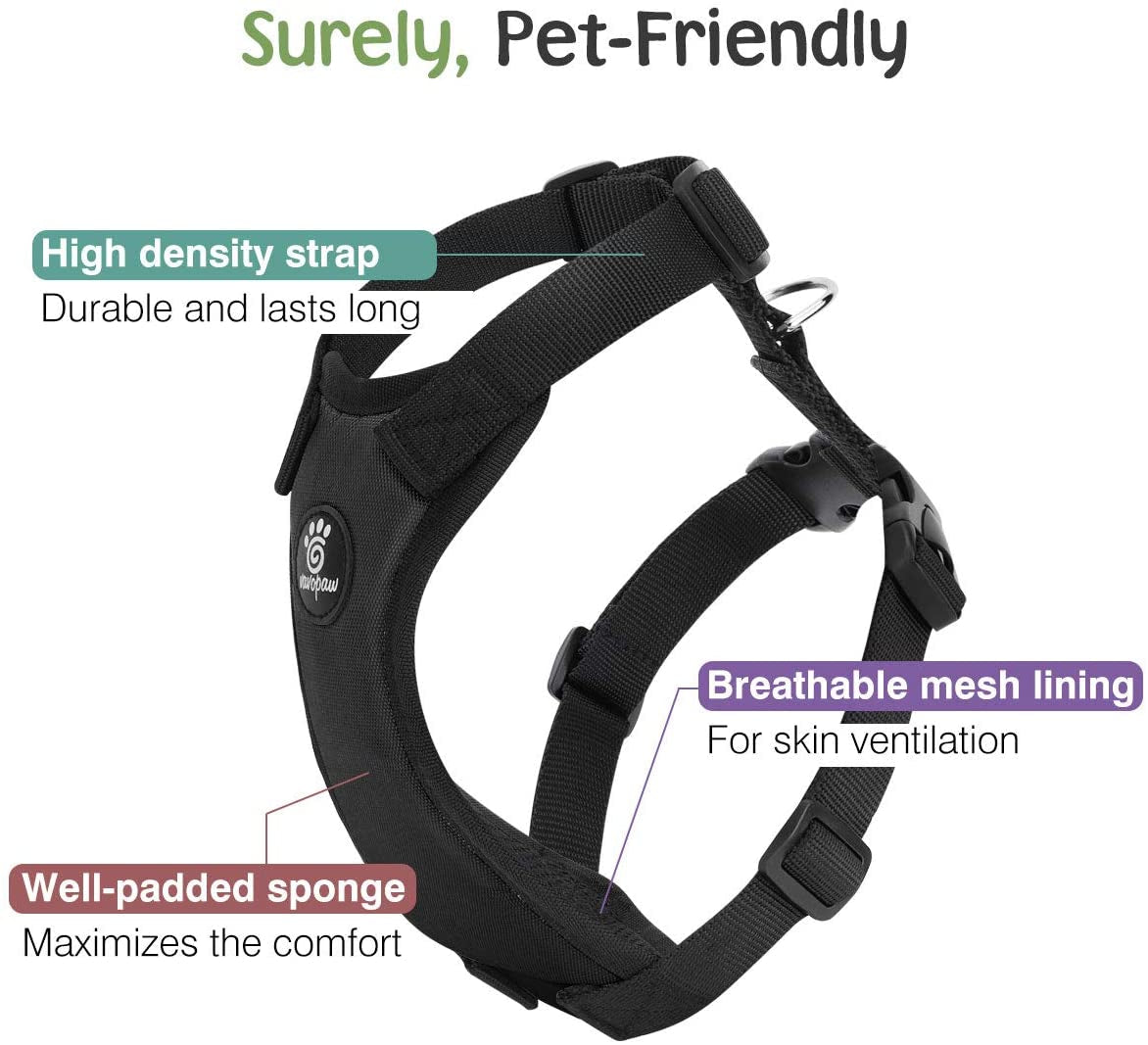 Dog Seat Belt, Safety Vest Dog Car Harness with Adjustable Buckle Dog Seat Belt for Vehicle Nylon Pet Safety Seat Belts Heavy Duty(S, Black)