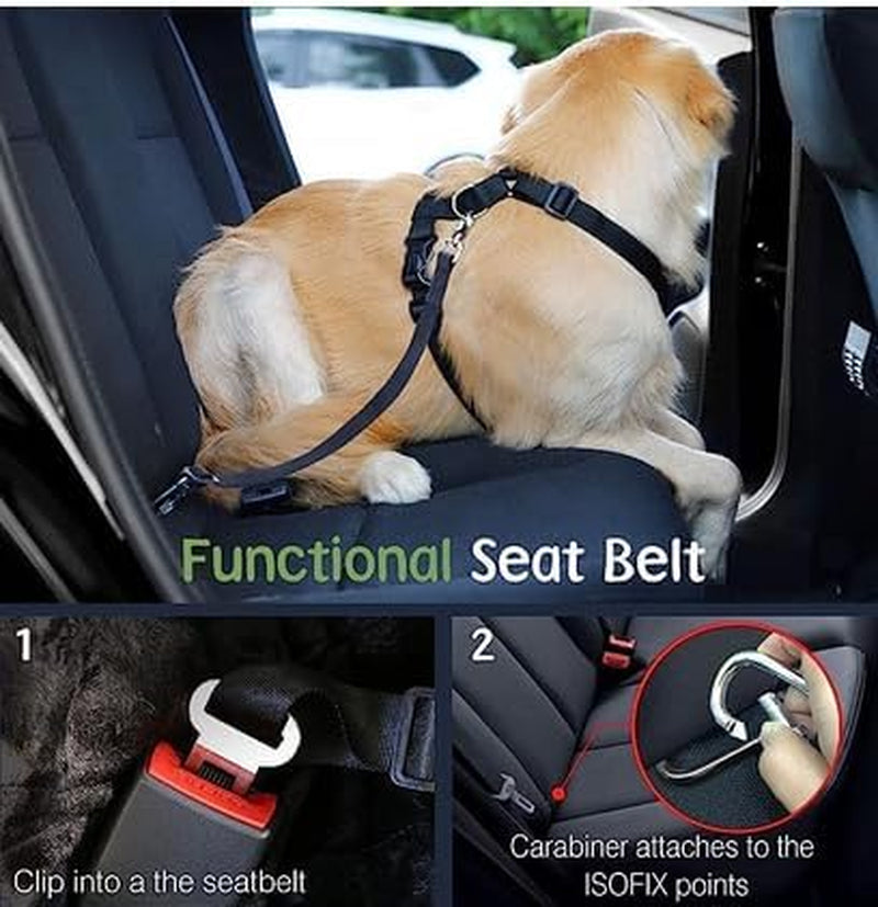 Dog Seat Belt, Safety Vest Dog Car Harness with Adjustable Buckle Dog Seat Belt for Vehicle Nylon Pet Safety Seat Belts Heavy Duty(S, Black)